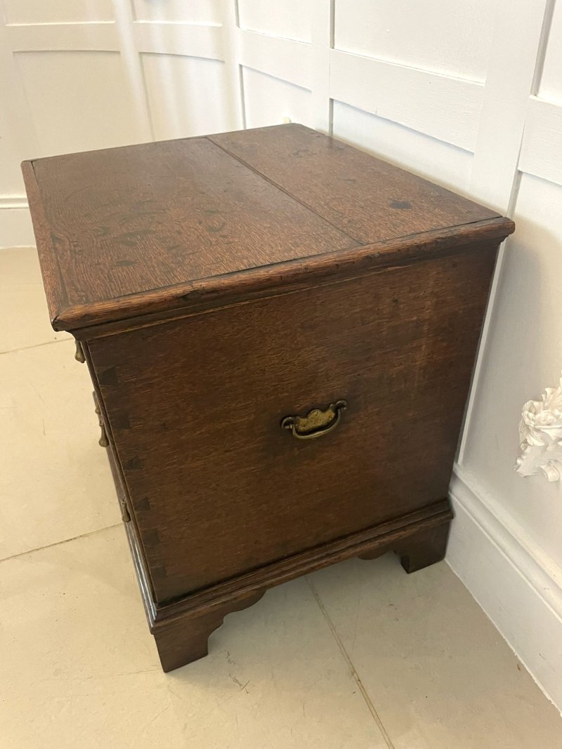 Antique Queen Anne Quality Oak Box Chest - Image 5
